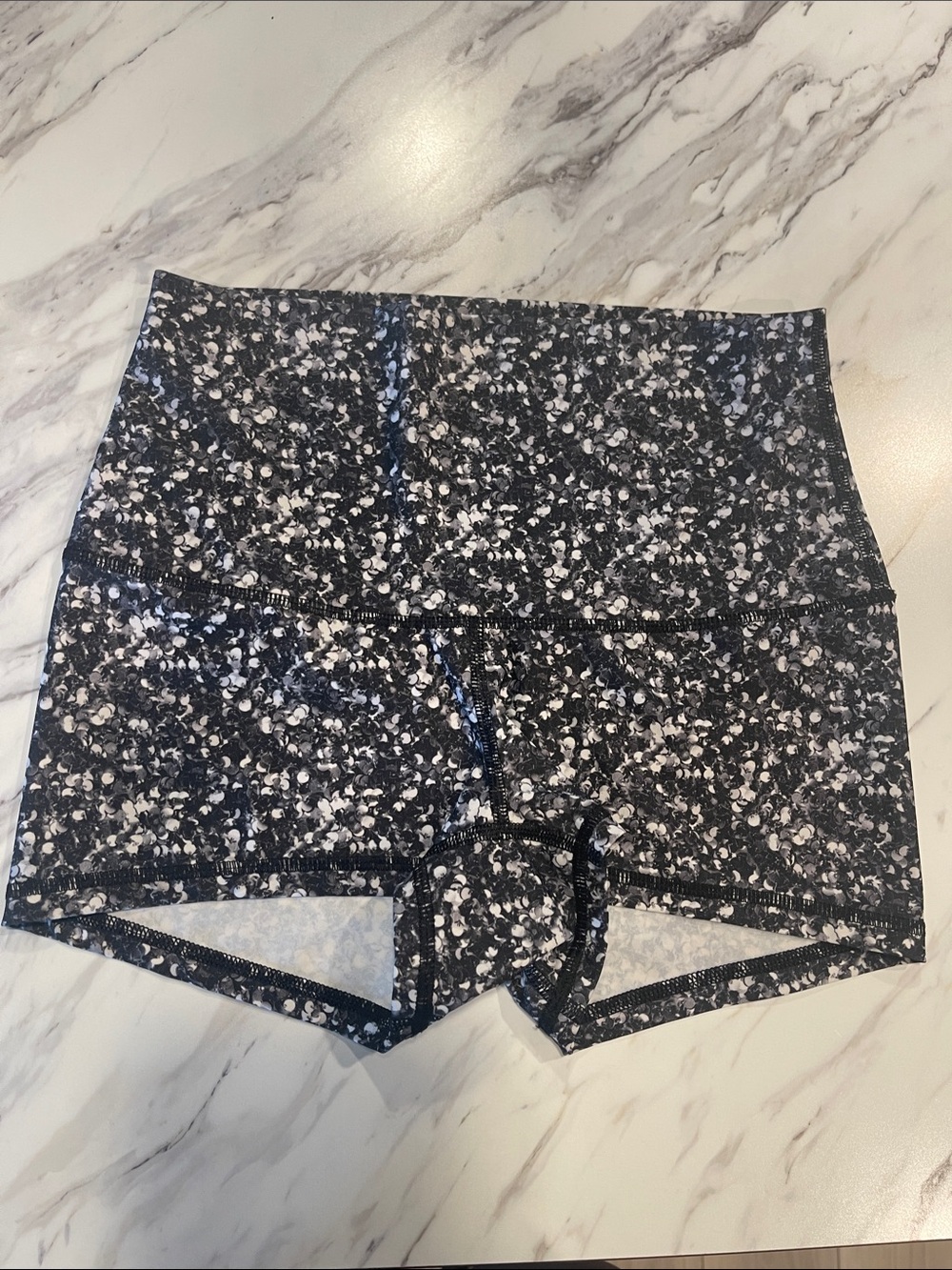 lululemon Black & White Speckled High-Waist Workout Shorts